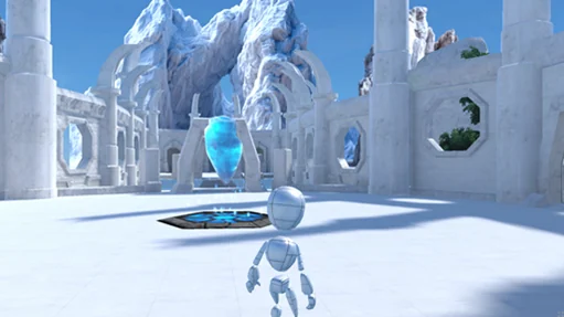 A dramatic icy battle environment from the game