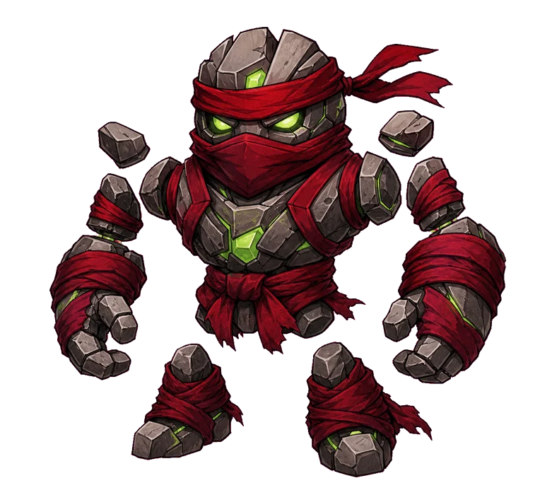 The Ninja Master character celebrating an achievement