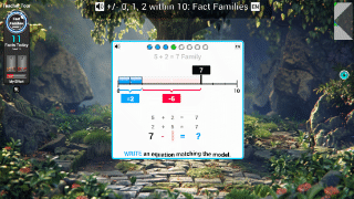 Fact family 7 minus 5 model